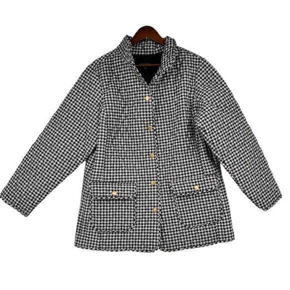 Cynthia Rowley plus size black & white houndstooth button front jacket size 1X